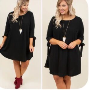 Chic Soul Black Tie Sleeve Swing Dress | 2X | New